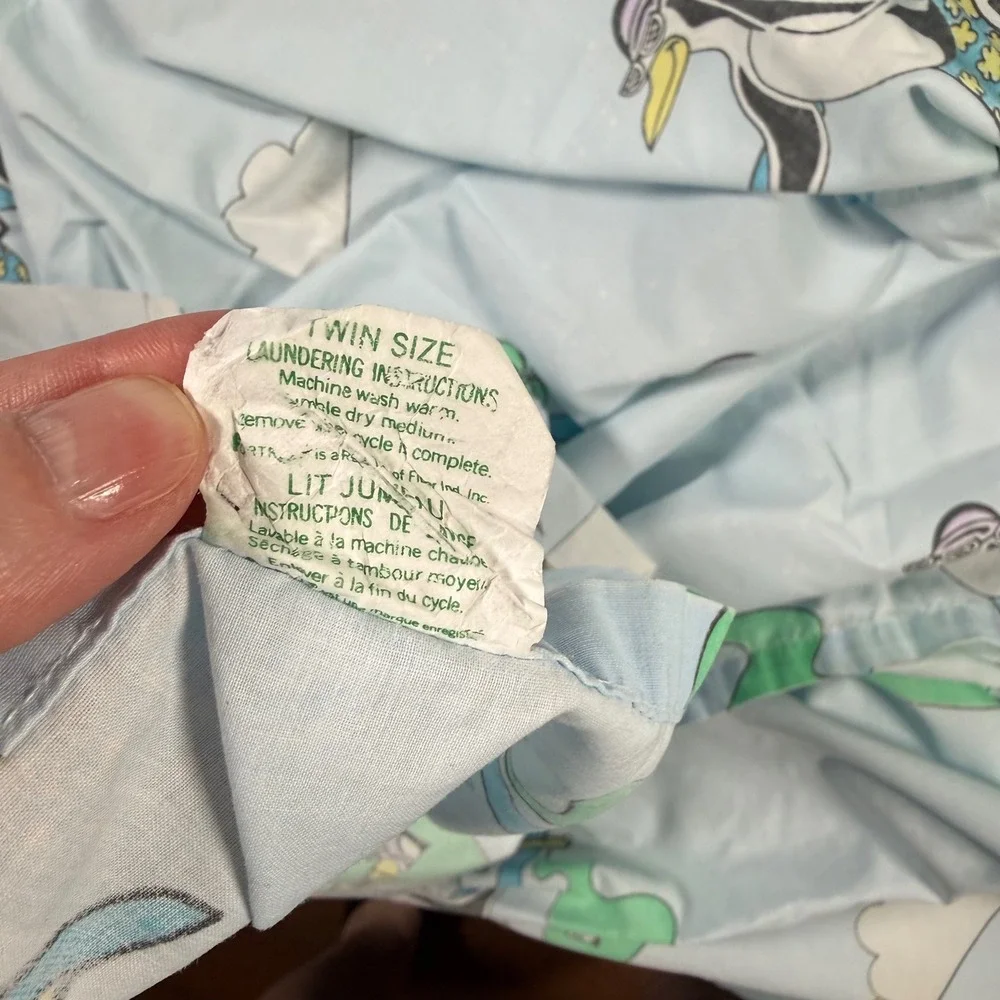 Vintage Ocean Pacific OP Surfing Penguin Twin Sheet Set Retro 80s 90s Bedding